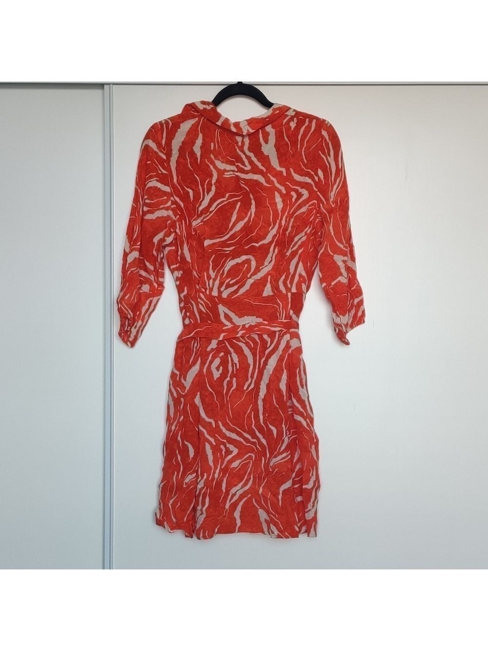 Selected Femme Sirine Orangeade Print Shirt Dress Belted EU 38 M 0508 - Picture 5 of 10